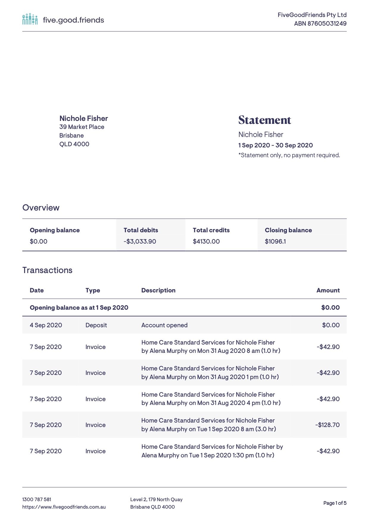 Example Monthly Statement