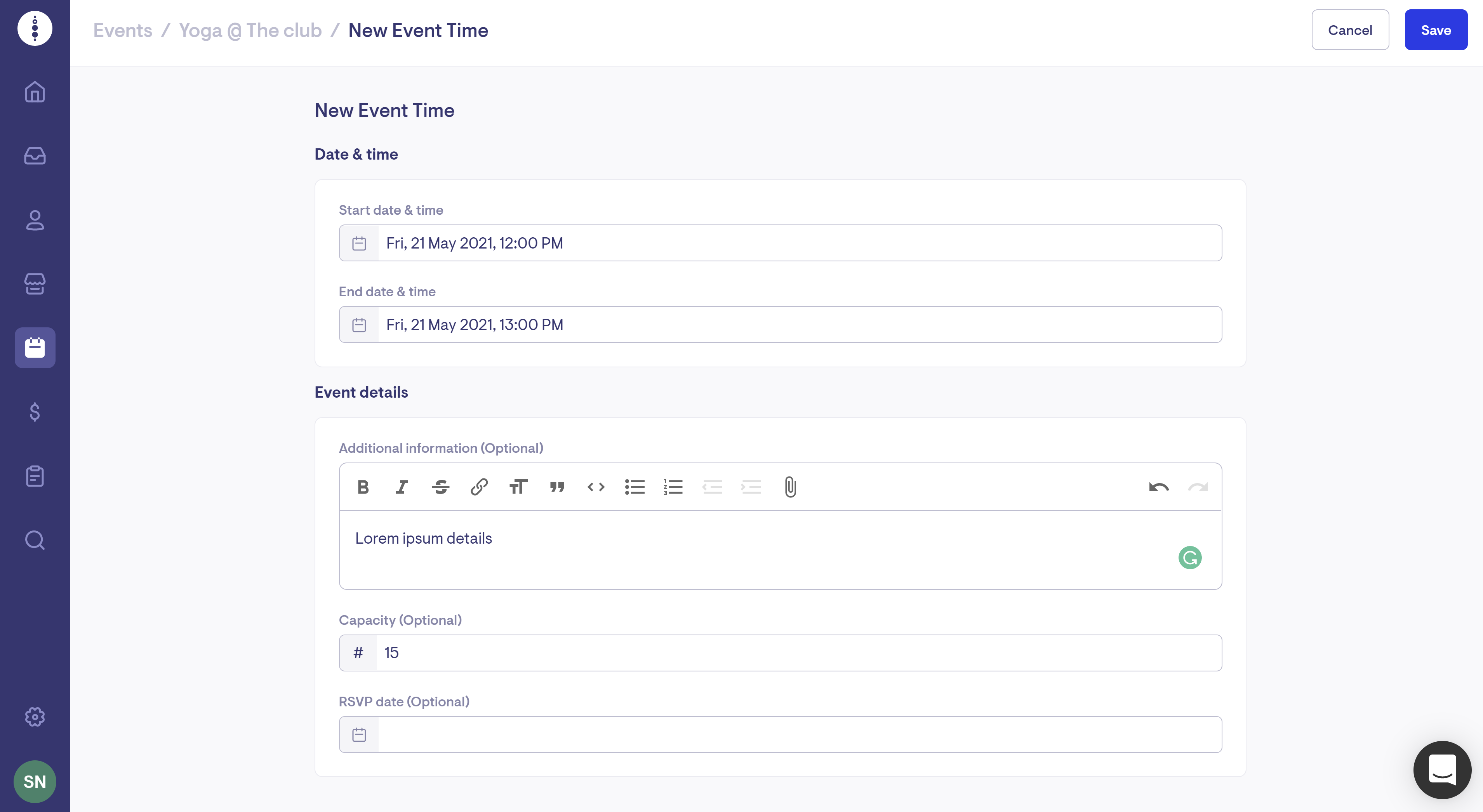 Managing Event Times